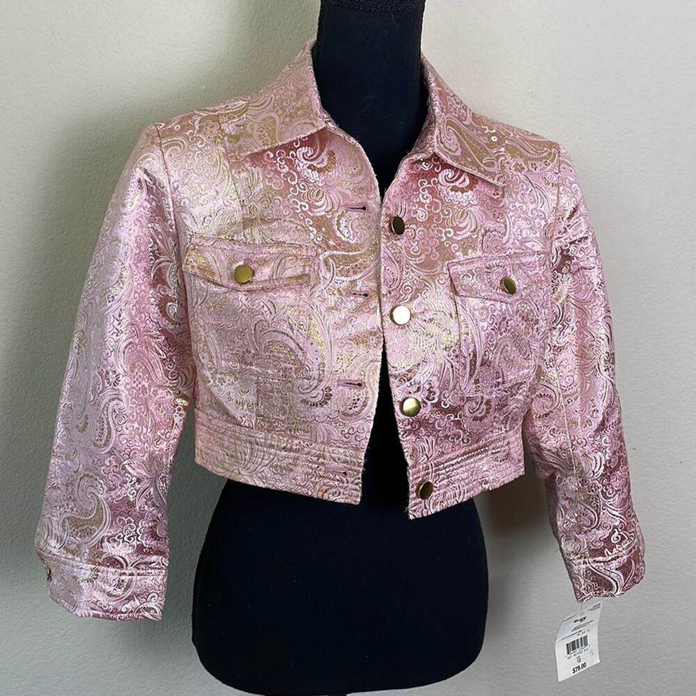 NWT Latina Life pink metallic paisley crop jacket girl’s 12